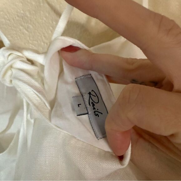 Rails White linen Tank Top L - Picture 4 of 5